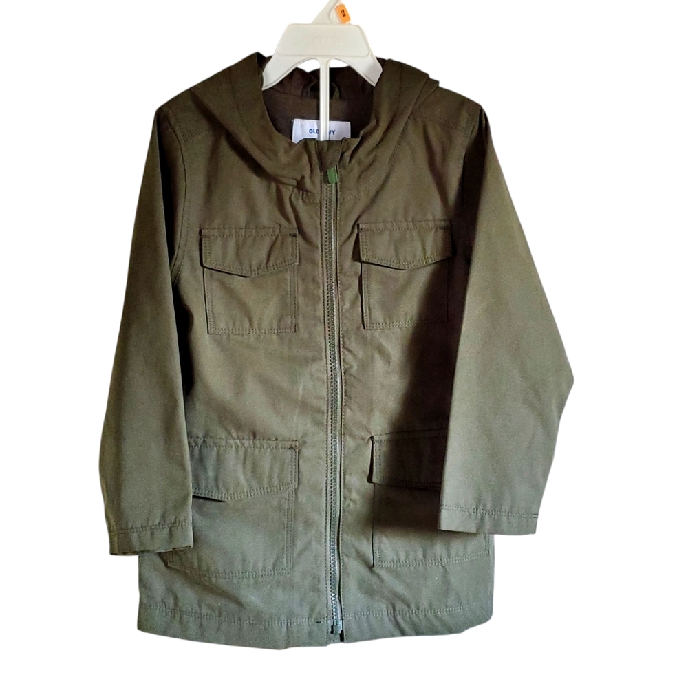 5T Old Navy - Lined Olive Green Hooded Jacket